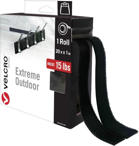 Image of VELCRO Brand Extreme Outdoor Mounting Tape, 20Ft x 1 in,Holds 15 lbs, Strong Heavy Duty Stick on Adhesive, Mount on Brick,Concrete for Hanging,30702,(Pack of 12)