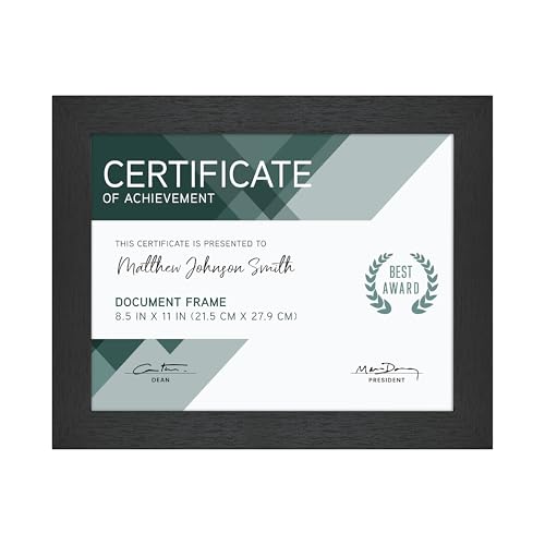 MCS Studio Gallery 8.5x11 Picture Frame Black Woodgrain, Rectangle Photo Frame for Photos, Posters & Art Prints & Easel for Tapletop Display (1-Pack)