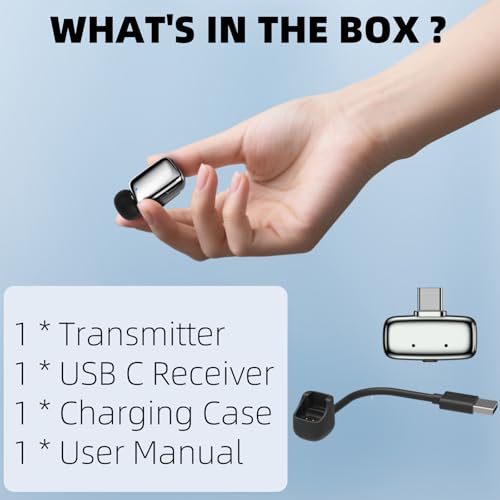Image of Haomuren Single-Channel Wireless Mic with Noise Cancelling for YouTube, Android Type-C - 360 Omnidirectional Pickup, 33Hrs Battery, 100m Range, Plug & Play