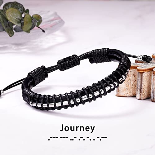Inspirational Gifts for Men Morse Code Bracelets Mens Bracelets Graduation Gifts for Him Fathers Day Adjustable Leather Bracelet Motivational Birthday Annivesary Jewelry Stocking Stuffers for Men