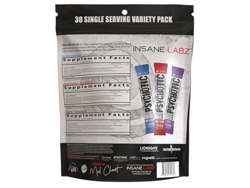 Image of Insane Labz Psychotic Saw, High Stim Pre Workout Powder with OxyGold­ and AMPiberry,Extreme Lasting Energy with Teacrine,Focus with CognitIQ and Endurance (30 Servings, Multi Flavored)