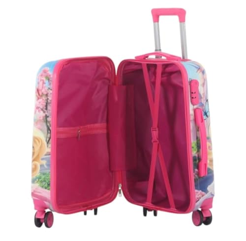 Image of ADSON Abs Kids Trolley 360 Rotating Luggage 360 Degree Wheels Princess Non-Breakable 20 Inch Kids Hardsided Suitcase with 4 Wheels, 360 Degree Wheel Travel Trolley Bag (Sky Blue & Pink Princess)