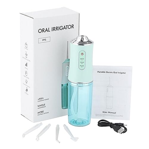 BODYA Hydropulseur électrique étanche sans fil 220 ml avec 4 embouts de jet, 3 modes de pression (vert)