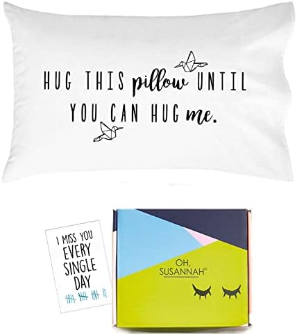 Oh, Susannah Gift Ready Hug This Pillow Until You Can Hug Me Pillowcase Gift Kit Card Included - Long Distance Relationship Gift (20"x30" Fits Standard or Queen Pillows)