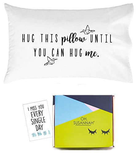 Oh, Susannah Hug This Pillow Until You Can Hug Me Pillowcase Box, Original Design, Long Distance Relationship Gifts, Sublimation Print, Standard (20"x30")