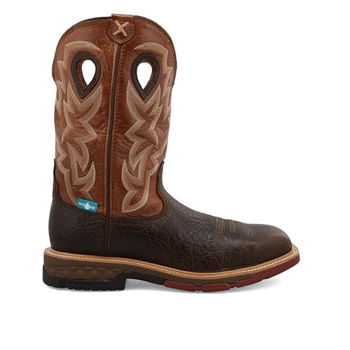 Twisted X Men's 12" Western Work Boot, Smokey Chocolate & Spice 9 D4