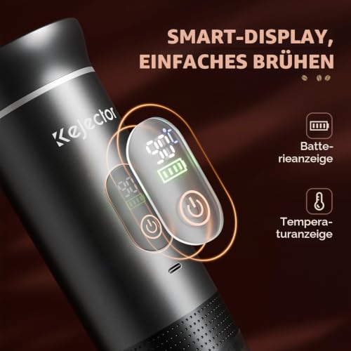 kejector 3-in-1 Tragbare Kaffeemaschine mit Selbstheizfunktion – 20 Bar, USB-C-aufladbar… – Ansicht 4