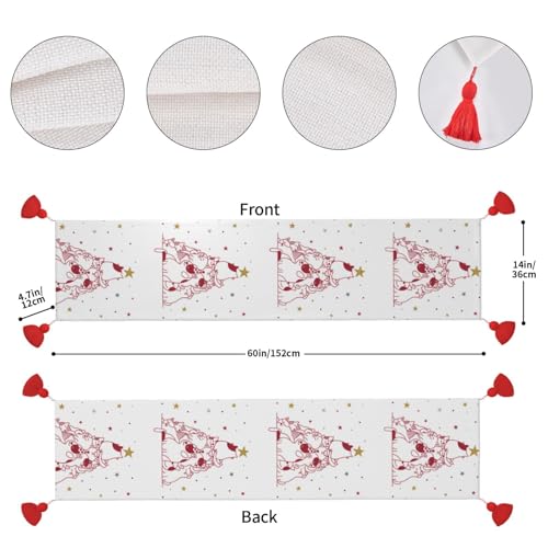 Chemin de table chat et sapin antidérapant avec pompons pour table de Noël
