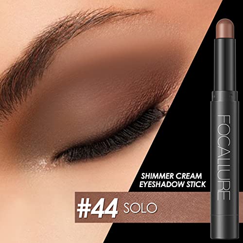 Focallure Shimmer And Matte Cream Eyeshadow Stick,Smooth Brilliant Eye Brightener Pencil,High Pigment Eye Highlighter Pen For Women,Long Lasting Waterproof Eye Shadow And Liners Makeup (Solo) #TOP3