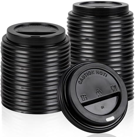 JUNXIAO-Pack Of 200, Black Disposable Coffee Cup Lids, Coffee