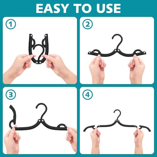 Image of 12 Pcs Foldable Plastic Clothes Hangers Portable Travel Folding Garment Hanger Multi Use for Wardrobe Baby Clothing Trip Outdoor