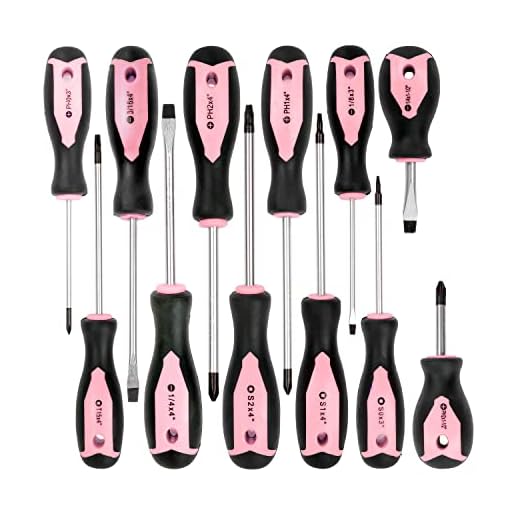 AmazonBasics 12-Piece Magnetic Screwdriver Set, Pink