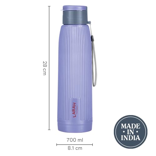 Image of Larah by Borosil 700 ml Lava Violet Stainless Steel Water Bottle | Made in India Pu Insulated Thermoware | Leakproof, BPA Free| Bottle for Office, School, College & Gym, Daily Use | 1 Year Warranty