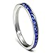 Metal Factory 316L Stainless Steel Royal Blue Cubic Zirconia CZ Eternity Wedding 3MM Band Ring