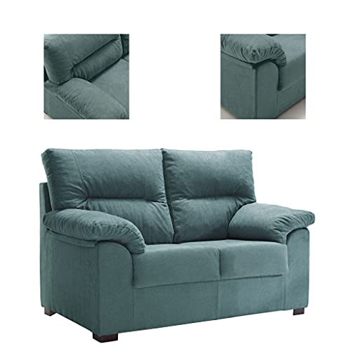 Tanuk Sofá DELLING 2 PLAZAS Turquesa 155x90 2 Plazas Desenfundable Fabricado en España Sistema de Limpieza ACUALINE (Envío y Subida a Domicilio Incluidos)