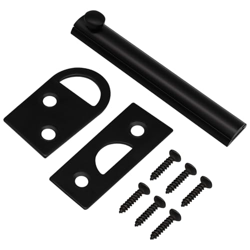Image of Aoserge 1 Pack Solid Brass 4 Inch Surface Bolt, Heavy Duty Black Slide Latch Lock with Screws, Rustproof Brass French Lock for Cabinets, Bathrooms & Flush Gates