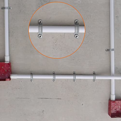 Image of Demissle PVC Conduit Clamp 2 Hole Straps Heavy Duty Grey Plastic Conduit Strap U Clip Mounting Bracket for Cables(100 Pcs,1 /2 Inch)