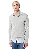 Tommy Hilfiger Jersey Hombre Essential Cotton con Cuello de Pico, Gris (Light Grey Heather), L