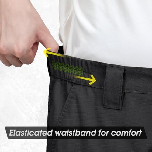 IGOLUMON Werkbroek voor heren, cargobroek, stretch, tactische broek, meerdere zakken met semi-elastische taille voor wandelen, casual, outdoor, kamperen, Grijs, 40W / 30L