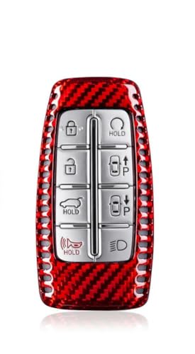 DPUNVMA Funda de Fibra de Carbono para Llave de Coche para Genesis G70, G80, G90, GV70, GV80, GV90, Carcasa de Control Remoto Inteligente para Coche