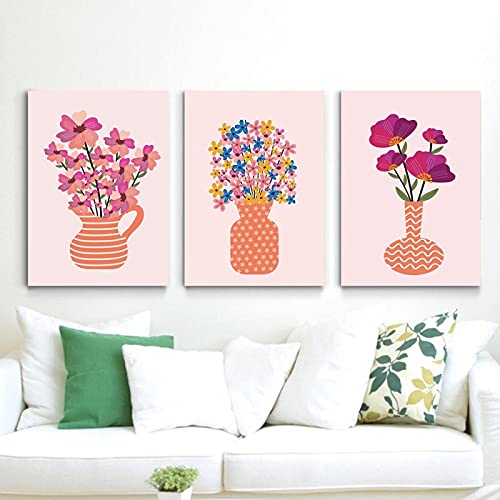 Image Toile Peinture Mur Art pour Salon | Décoration Nordique Fleur Rose 60x80