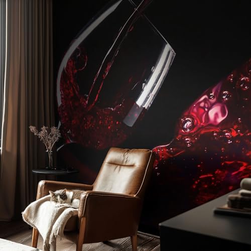Papier peint intissé facile à nettoyer avec colle incluse vin rouge