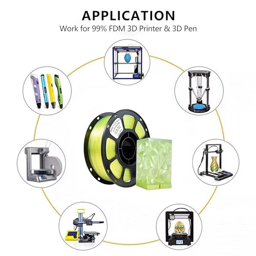 Image of iBOSS PLA Plus Clear Filament 1.75mm, 1kg Spool High Transparency Transparent Lemon Yellow Filament Glitter, PLA+ Neatly Wound 3D Printer Filament, Fast Printing Support