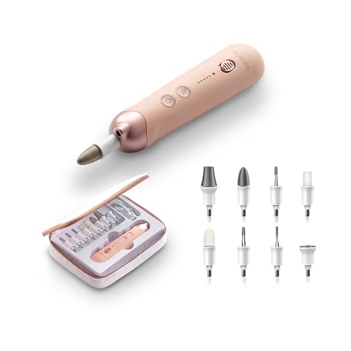 Torno para Uñas Profesional Boston Tech, Lima Eléctrica Recargable 9 en 1 con 5 Velocidades, Rotación Bidireccional, Bajo Ruido y Estuche, Ideal para Manicura y Pedicura, Portátil, Carga Rápida USB