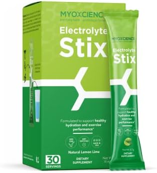 MYOXCIENCE Electrolyte Stix | Real Salt, Electrolytes, Magnesium Potassium Plus Taurine and Creatine (Lemon Lime)