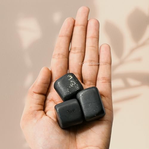 Image of Crystal Heaven Certified Shungite Healing Tumbled Stone,Natural Polished Crystals For Diy Crafts,Manifestation,Meditation,Pooja Feng Shui And Reiki Healing(30 Grams)