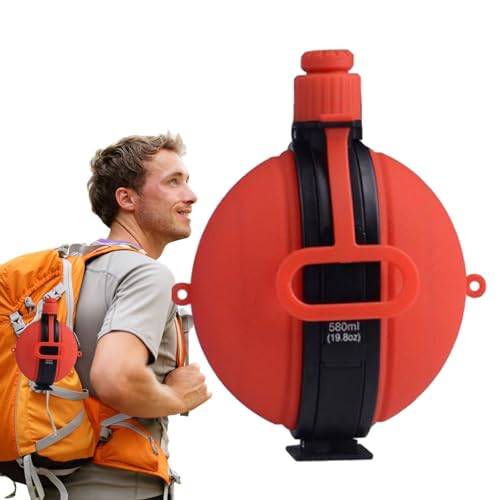 Botella de agua plegable de silicona, 580 ml, reutilizable, a prueba de fugas, con mosquetón, equipo de viaje al aire libre para camping, picnic, supervivencia, pesca, senderismo, mochilero, al aire