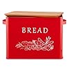 E far Bread Box for Kitchen Countertop Metal Bread Storage Container Bin with Bamboo Lid for Cutting Bread Extra Large Farmhouse Style 13 x 72 x98 Red