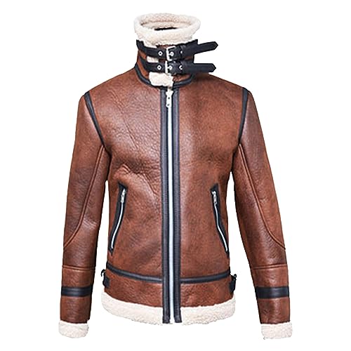 Chaqueta de cuero sintético con forro Sherpa para hombre miniatura 1