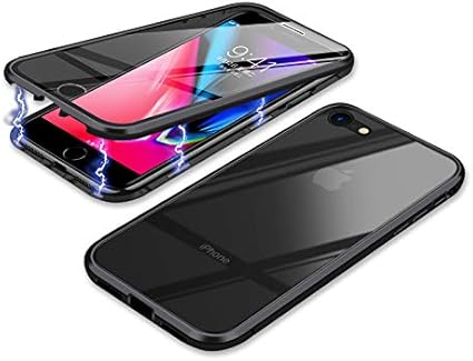 Amazon Co Jp Ysan Iphone7 Iphone8 ケース Iphonese2 アルミバンパー 両面ガラス 360度全面保護 クリアフルカバー 表裏磁石 耐衝撃 マグネット式 人気 薄型 Qi充電対応 Iphone7 Iphone8 ブラック 家電 カメラ