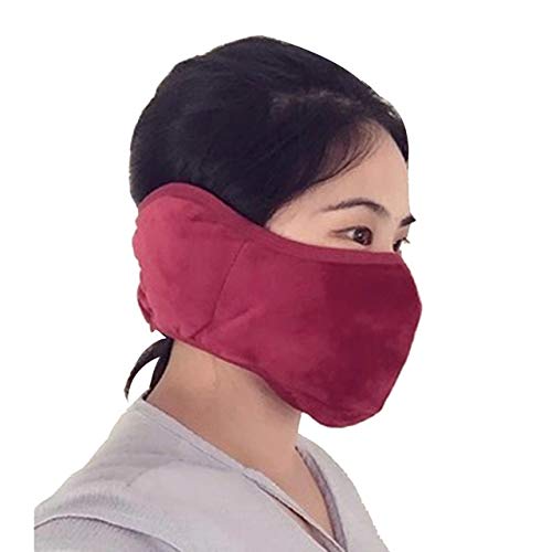 2 in 1 Unisex Winter Mouth Muffle/Earmuffs-Maroon-1 Pc-image-47