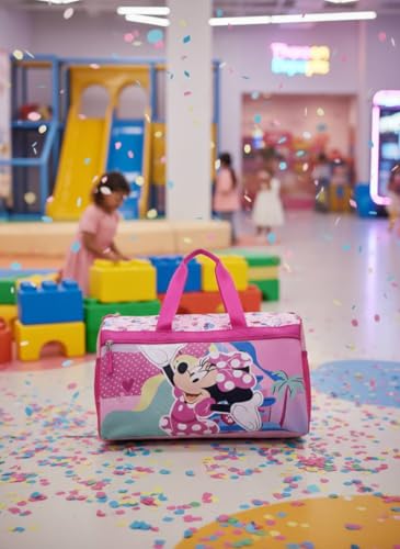Image of Disney Minnie Mouse Kids Duffle Bag 16.5 inch - Travel & Sports Bag with Zipper Pocket, Mesh Sides & Shoulder Strap