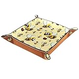 Lindo dibujos animados amarillo Bumble Bee patrón hombres mujeres joyería clave bandeja para la parte superior del escritorio del aparador - caja de llave y cartera