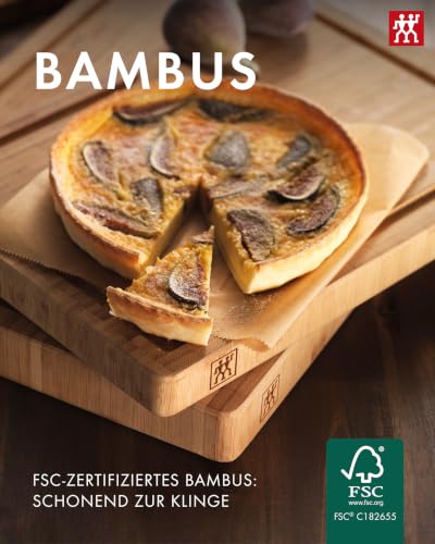 ZWILLING Schneidbrett mit Saftrille, Massives Bambus-Holz, Beidseitig Nutzbar, 25 x 18 x 2 cm, Braun – Ansicht 3