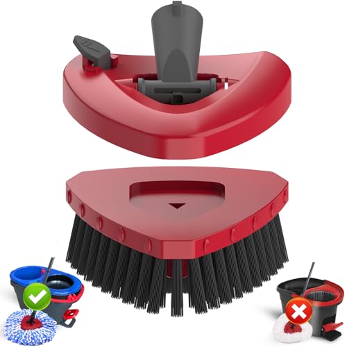 Spin Mop Replace Head Base Scrub Mop Brush Compatible with O Cedar 2 Tank RinseClean,1 Mop Scrubber Brush and Mop Base Combo Set,Great for Kitchen, Deck, Bathroom and Shower Floor Scrubber