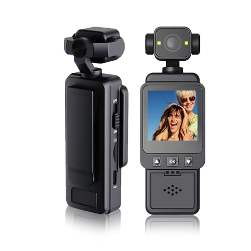 LICAEVEY 1080p Mini Caméra d'action Portable avec Objectif Rotatif à 360 °, Caméra de Pouce WiFi 3MP avec Détection de Mouvement et Pince Arrière, Came de Sport pour Travailler, Voyager,