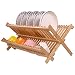 Bamboo Dish Drying Rack, SZUAH Collapsible Dish Drainer, Foldable Dish Rack Bamboo Plate Rack, By 100% Natural Bamboo (17.5" x 13" x 9.6")