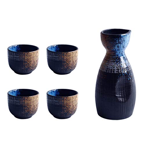 Cabilock 5pcs Japanese Sake Cups Ceramic Traditional Japanese Sake Cups Porcelain Sake Bottle Sake Carafe Cups Sake Serving Kit