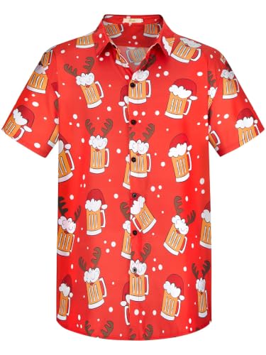 Image of Yoimira Hawaiian Shirts for Men, Print Mens Casual Short Sleeve Button Down Shirts Floral Aloha Beach Shirt