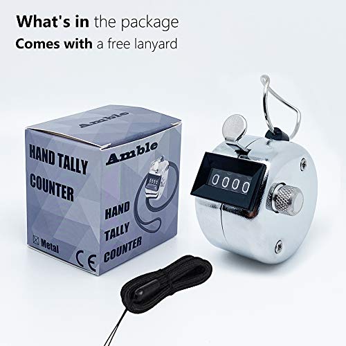 Amble Tally Clicker Counter, Metal Case Mechanical Clicker Digital Handheld Tally Counter With Nylon Lanyard #TOP3