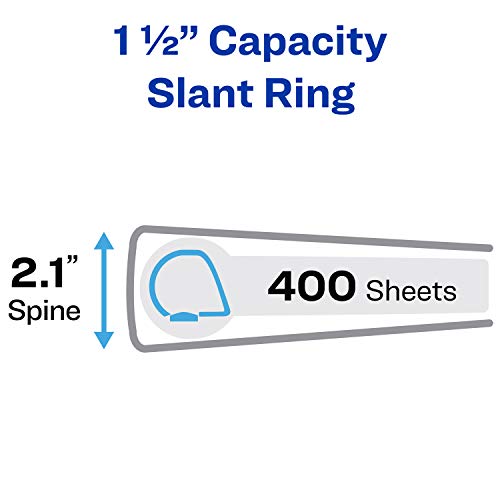 Avery 1.5" Ultralast 3 Ring Binder, One Touch Slant Ring, Holds 8.5" X 11" Paper, 1 White Binder (79714) #TOP4