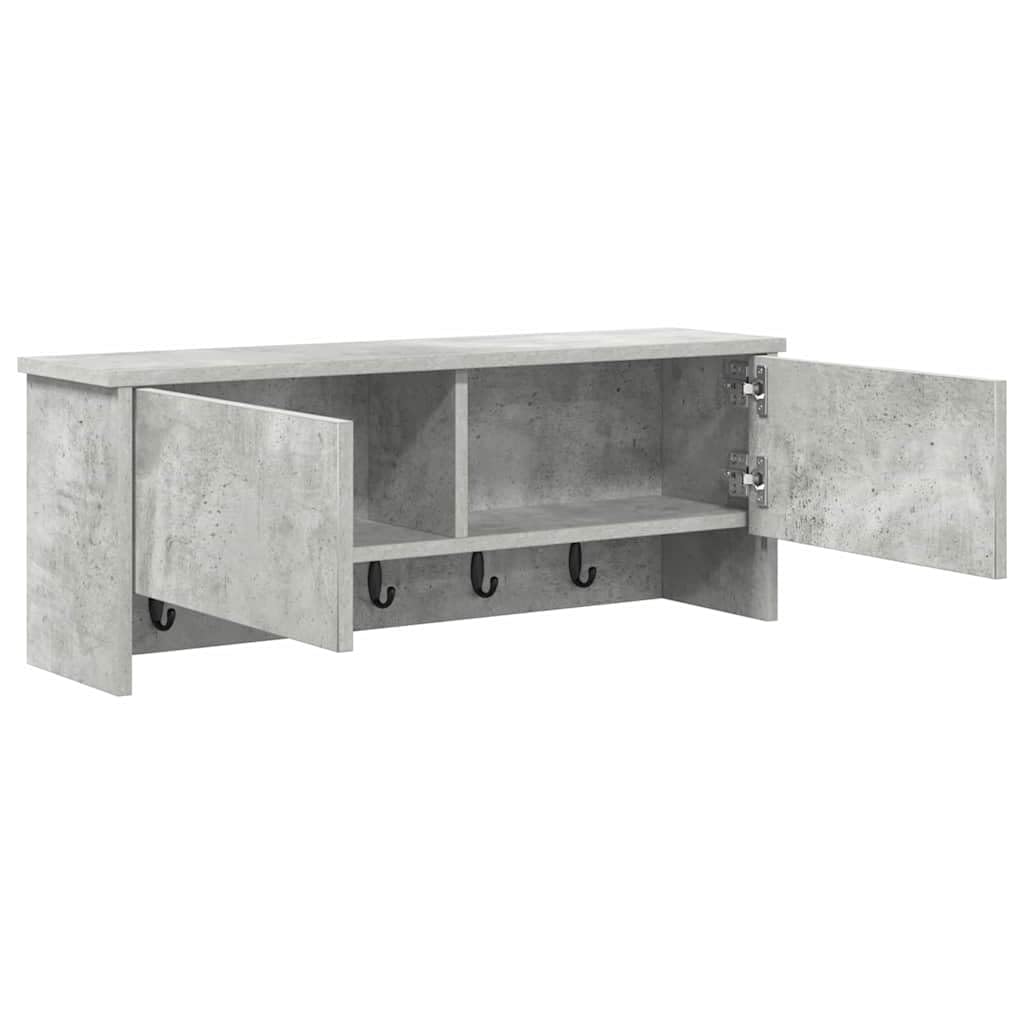 Table de chevet murale - Support mural en bois gris béton - Étagère suspendue - Organiseur pour salon, chambre à coucher, cuisine, salle de bain, couloir, bureau