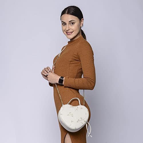 Shop LC Cute White Heart Purse for Women, Faux Leather Heart Shaped Crossbody Bags, Zipper Closure Shoulder Bag Birthday Gifts2