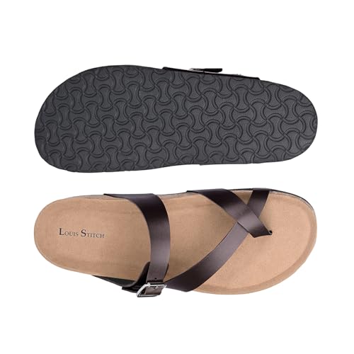 Image of LOUIS STITCH Comfortable Open Toe Cork Sandals | Lightweight Casual Sliders with Toering and Easy Slip-on Slippers | Back Open Sandals | LSOF-10