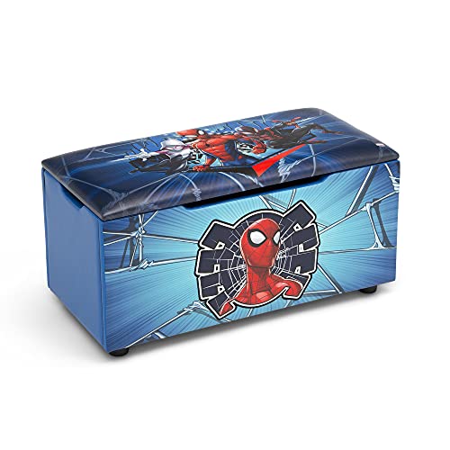 Image of Delta Children Spider-Man Upholstered Storage Bench for Kids | Perfect for Bedrooms/Playrooms/Living Rooms