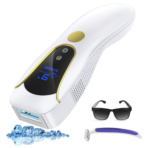 Epilatore Luce Pulsate Con Funzione Ghiaccio, Max 19,35 J, 999.900 Luce Pulsate, Epilatore Laser Per Braccia, Gambe, Donne, Uomini
